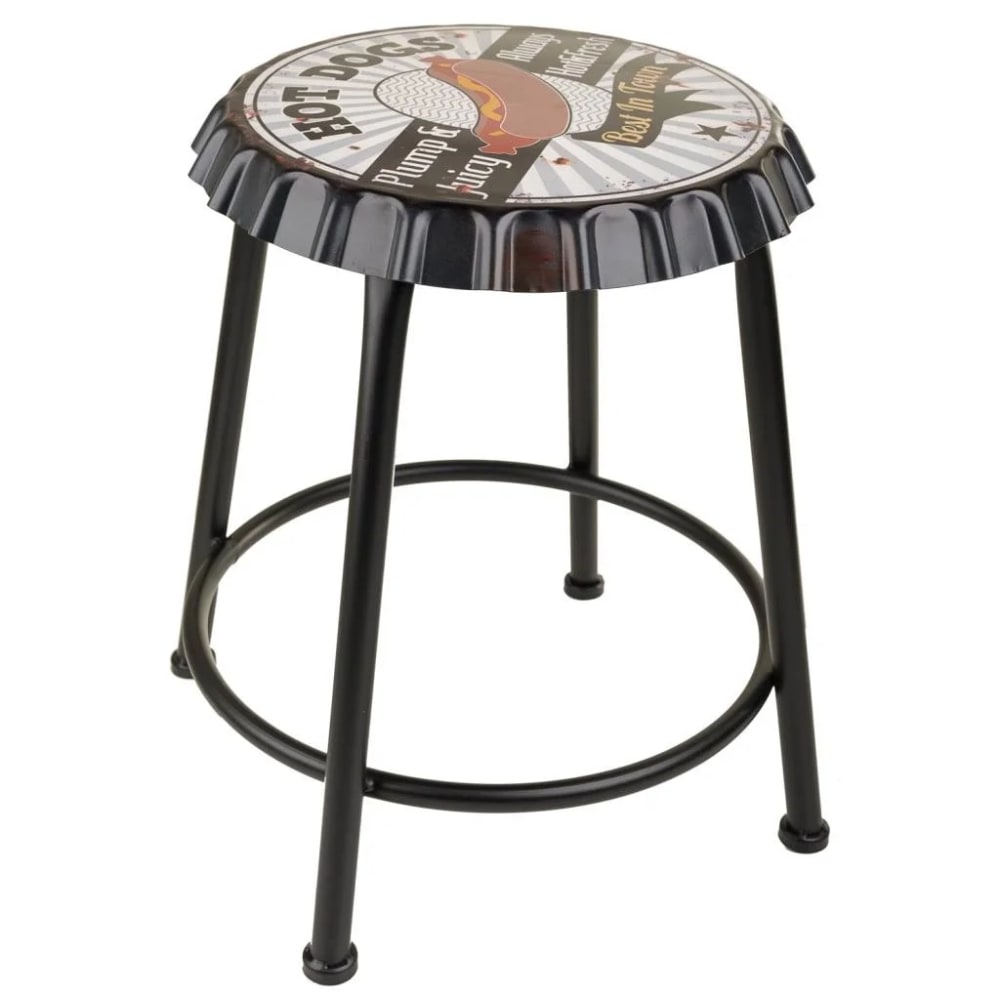 Taburete de metal gris 35x35x46
