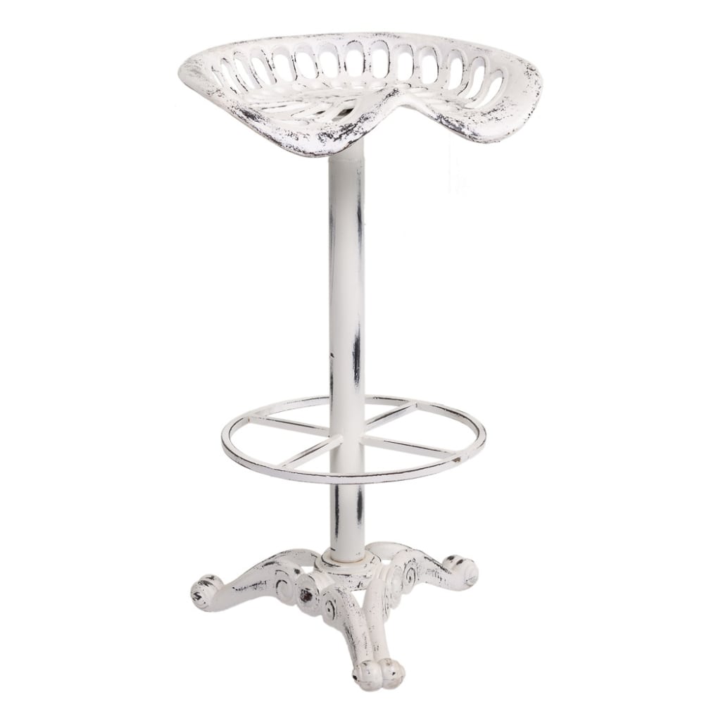 Wanderlust deco Hocker aus lackiertem Holz und Metall, 44x34x80h cm, weiß style industrial - Metall