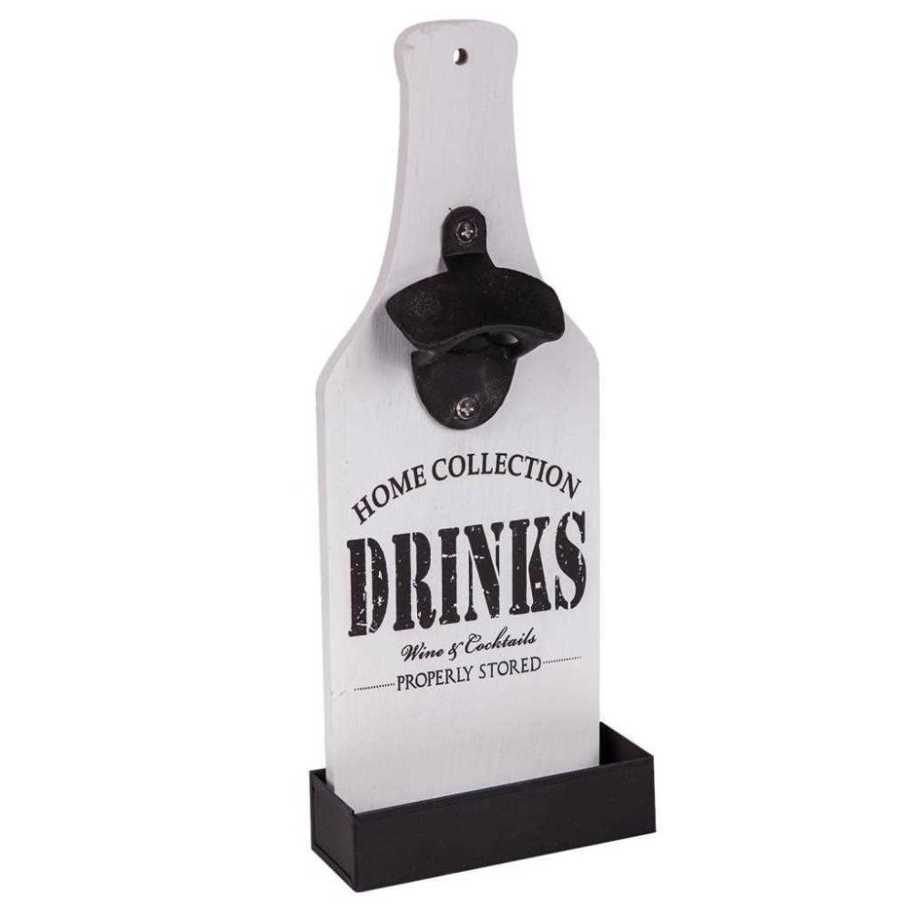 Botellero destapador de madera lac blanco