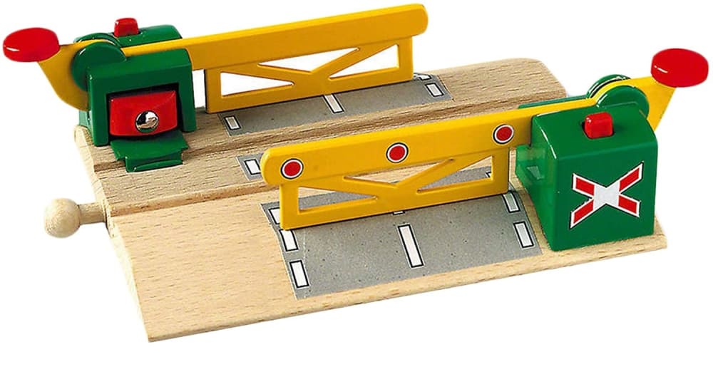 BRIO Magnetische Kreuzung. Drücken Sie auf Barrieren zu überwinden. Durch die magnetische Wirkung, entstehen Barrieren und erniedrigen. Ref: 33750