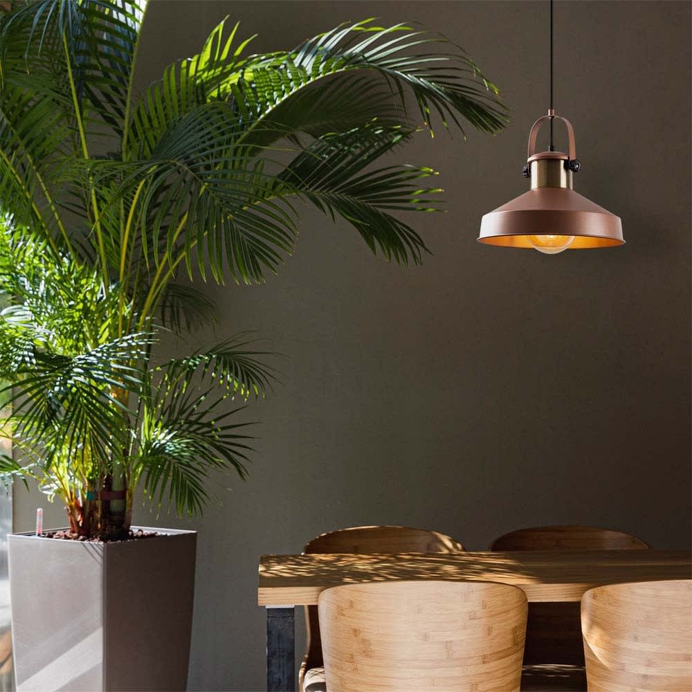 Suspension rétro vintage en cuivre et détails en laiton