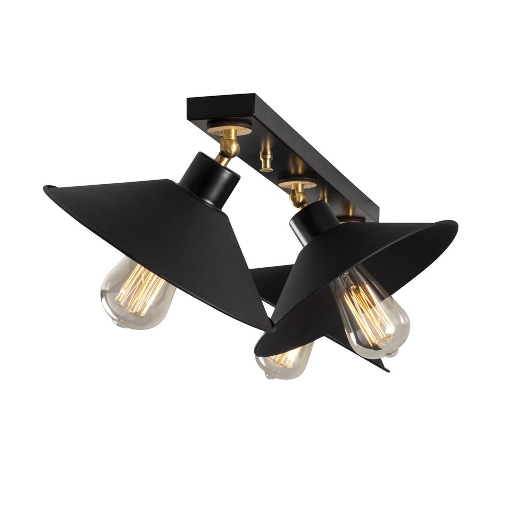 Lampe de plafond orientable noir 3 lumières avec détails dorés — vue 4