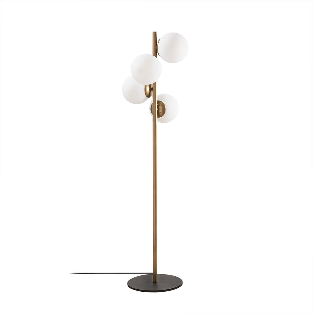 Wonderlamp 4-flammige Stehleuchte, gold und mit opalweißen Kugeln style modern - Metall