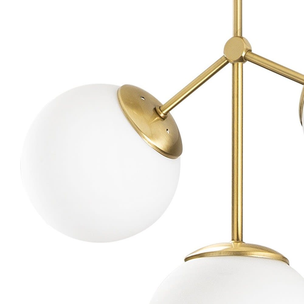 Plafonnier doré 3 lumières avec sphères en verre opale — vue 4