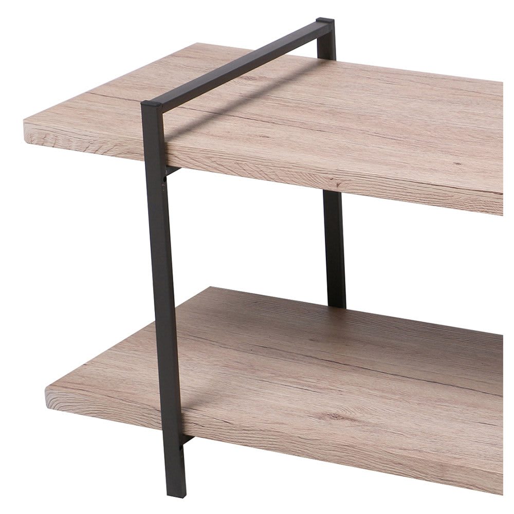 Meuble de télévision bois MDF et métal noir 2 étages