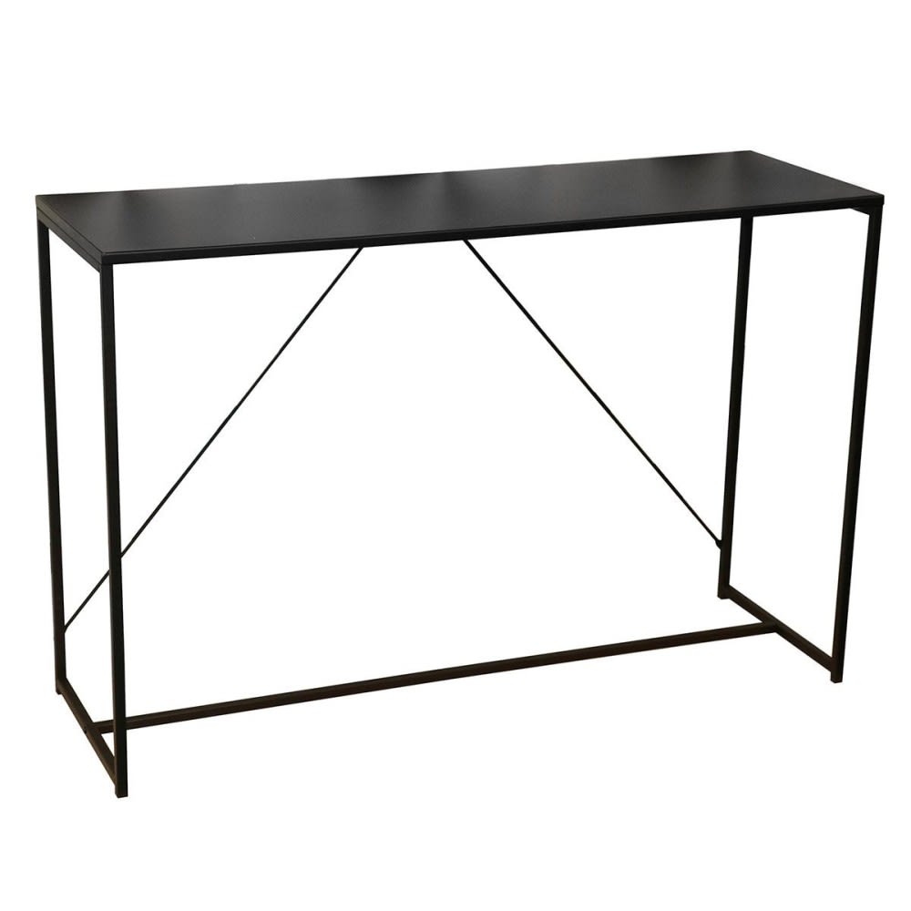 FORNORD Console d'entrée sobre et élégante en métal noir. Dimensions: Long. 120cm x larg. 39cm x Haut. 79cm Couleur: Noir Matière: Métal
