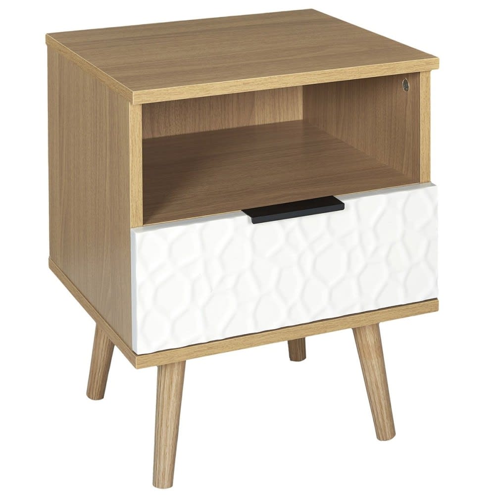The Home Deco Factory Table de chevet H49cm style contemporain Beige Panneau De Particules