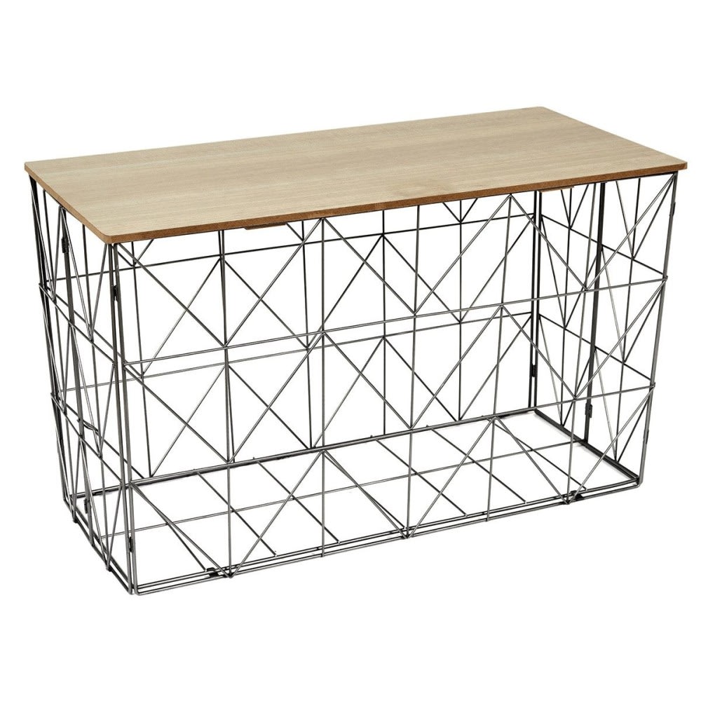 The Home Deco Factory Table pliable filaire gris Gris Métal - 80x46x40cm
