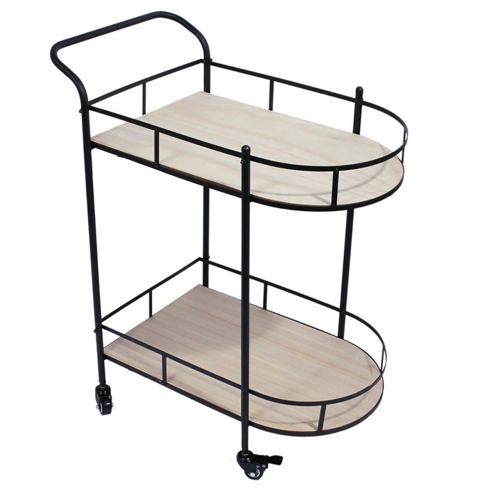 The Home Deco Factory Desserte à roulettes bois et métal Beige Bois - 67x81x35cm