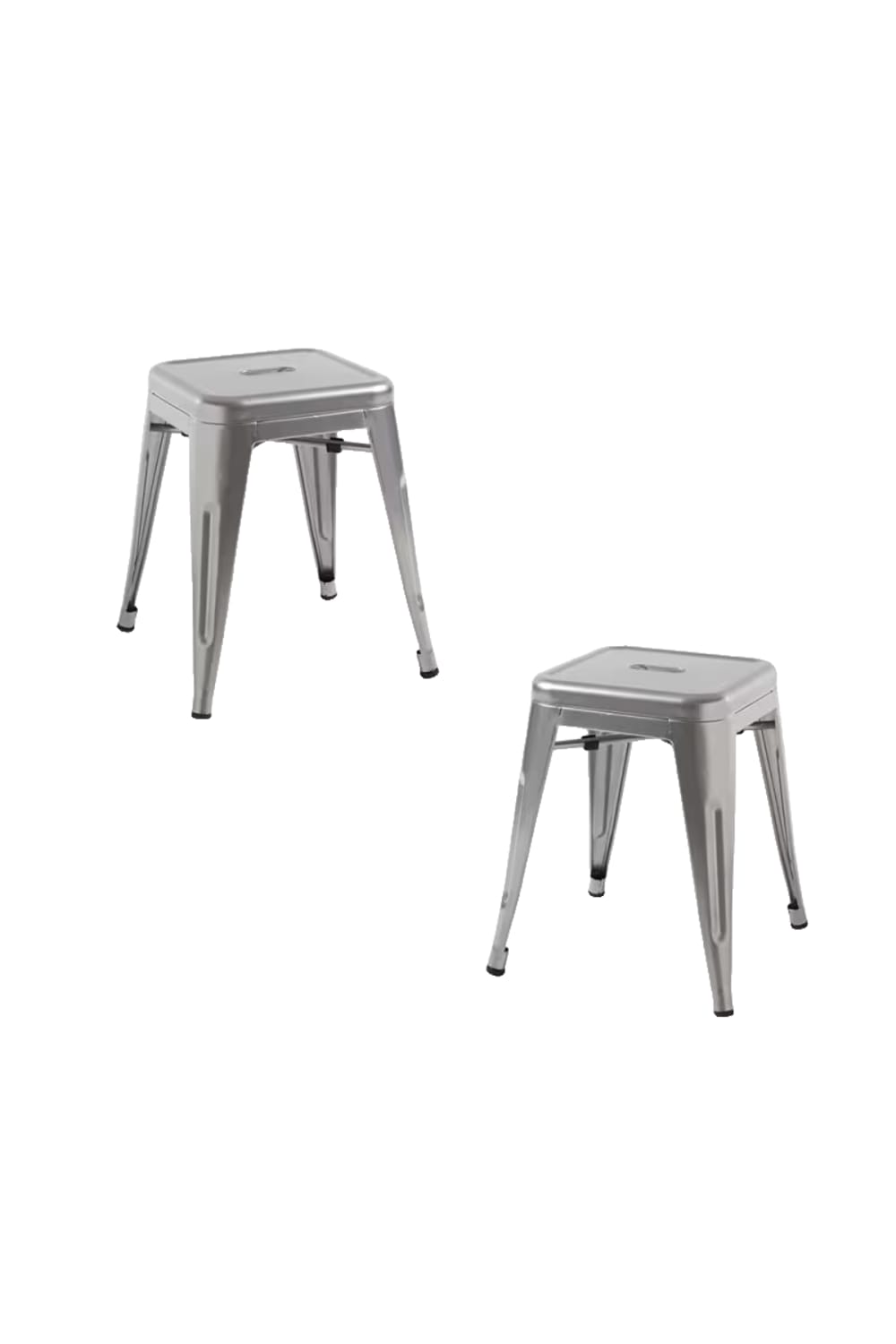Pack 2 taburetes color gris metalizado en acero reforzado