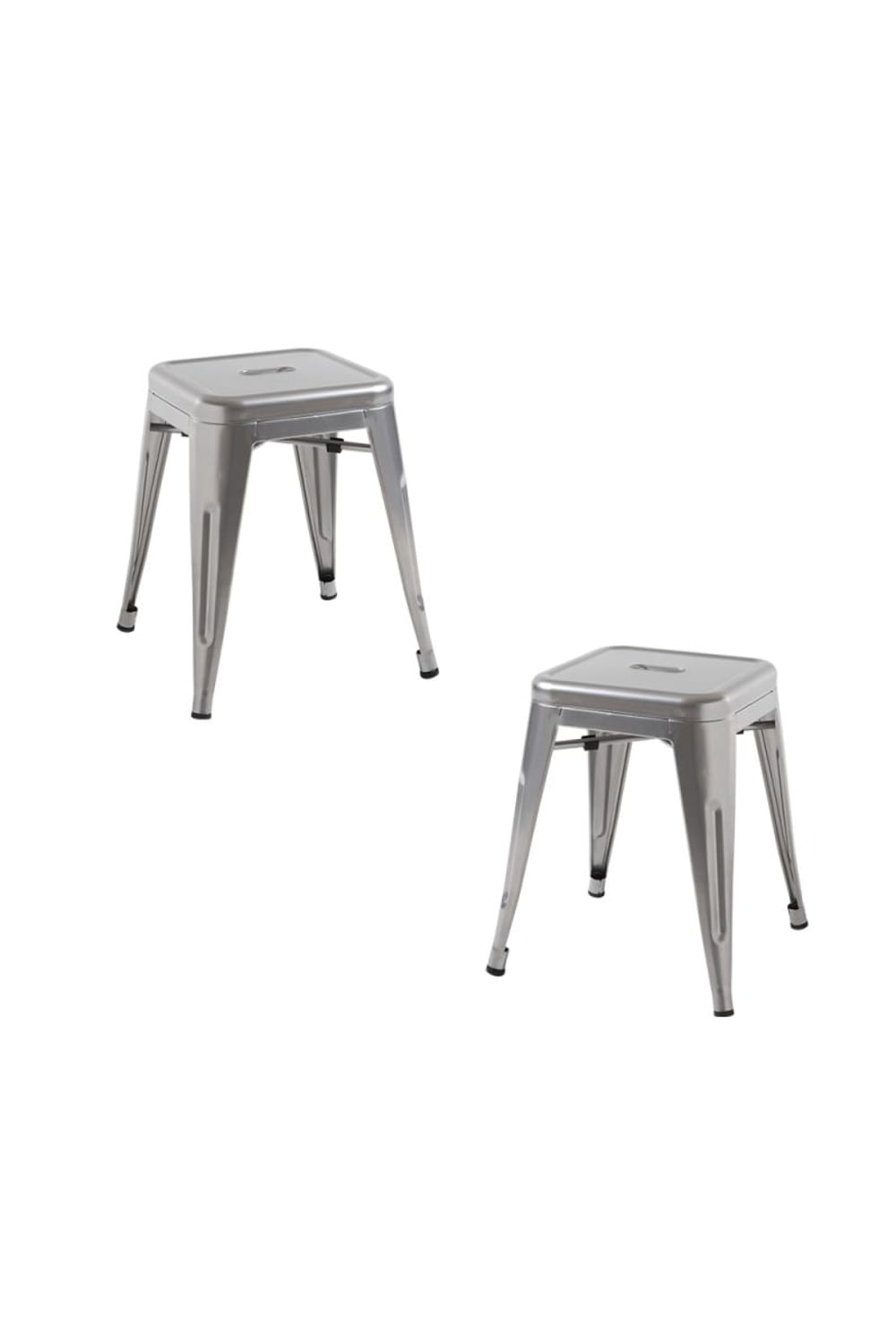 Pack 2 taburetes color gris metalizado en acero reforzado - Maisons du Monde