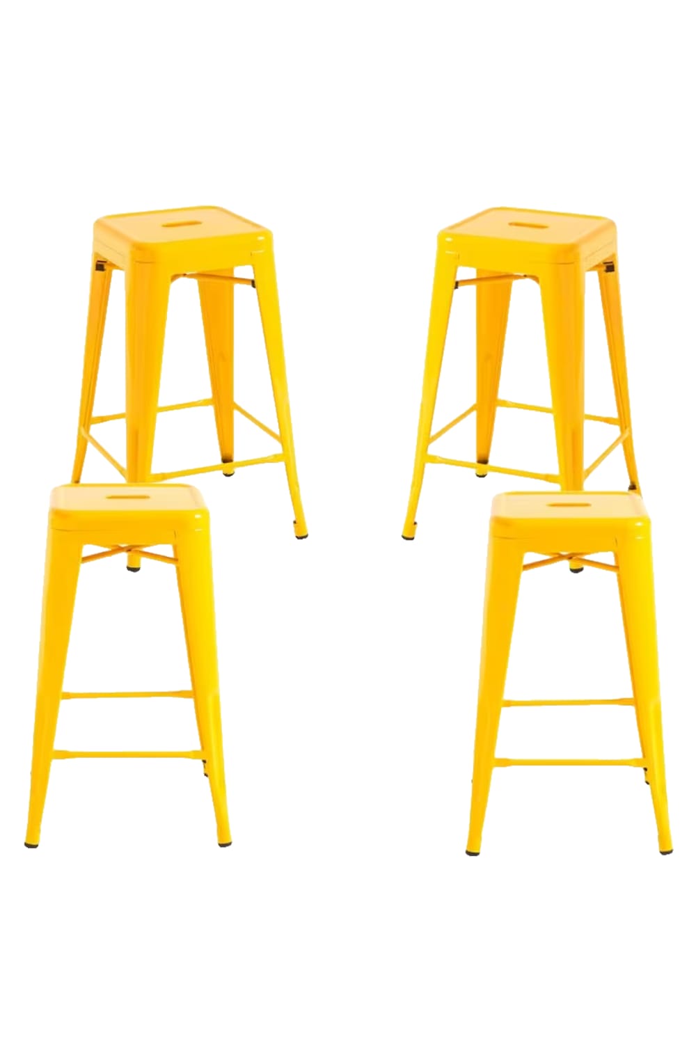 Pack 4 taburetes color amarillo en acero reforzado