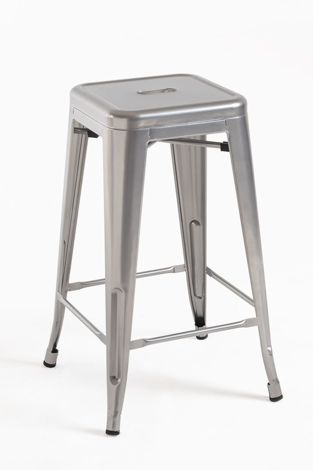Pack 4 taburetes color gris metalizado en acero reforzado - Maisons du Monde