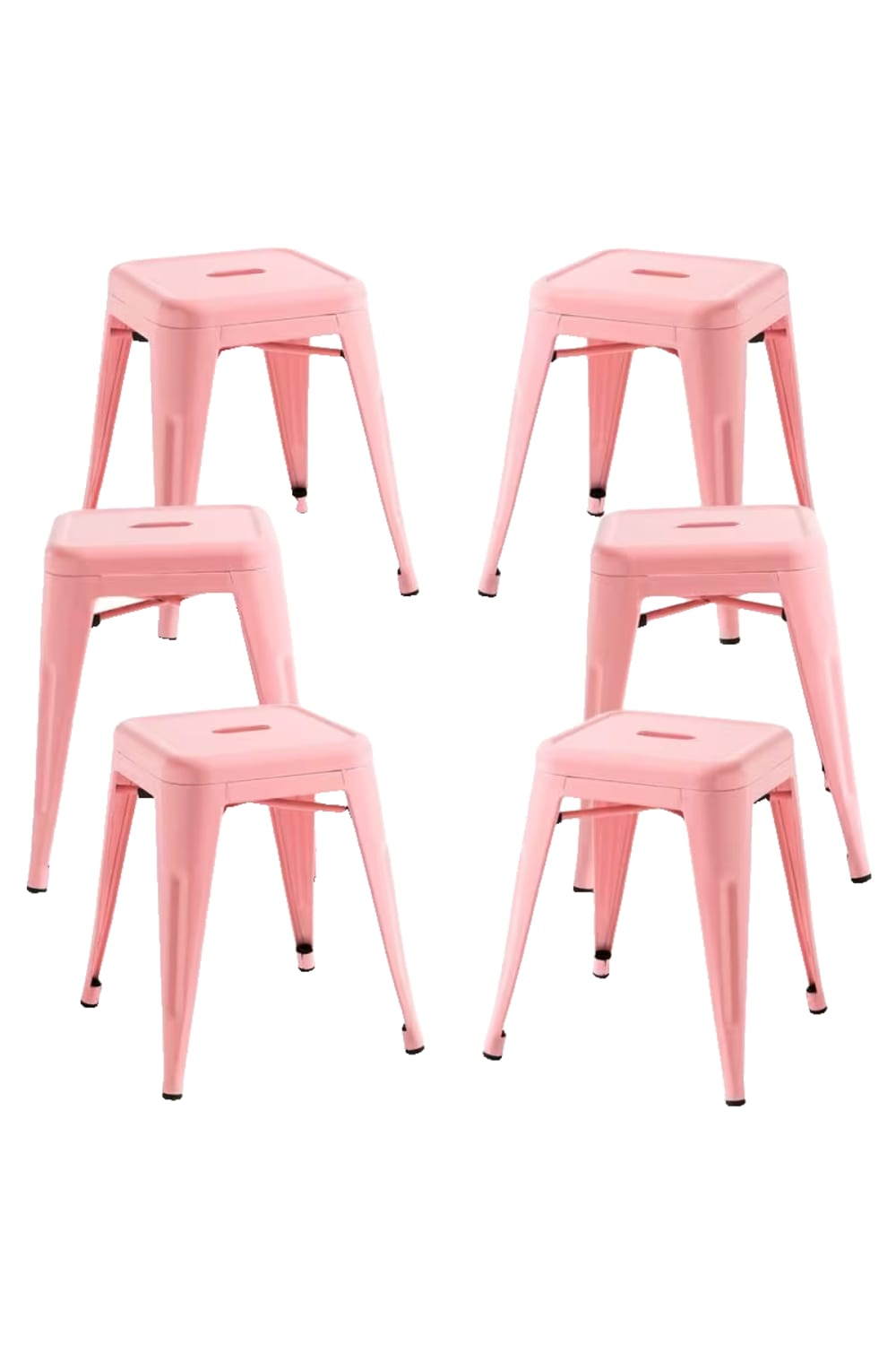 Pack 6 taburetes color rosa en acero reforzado