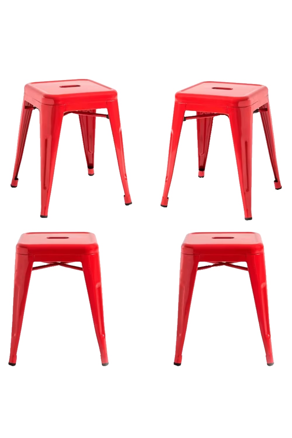 Pack 4 taburetes color rojo en acero reforzado
