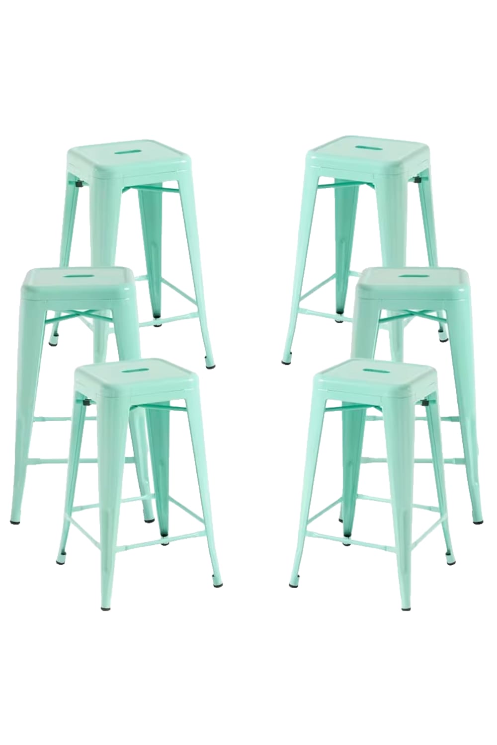 Pack 6 taburetes color verde menta en acero reforzado