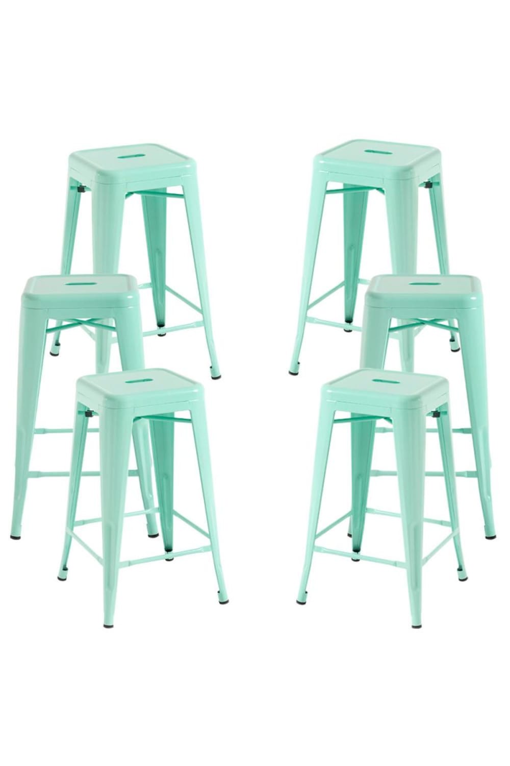Pack 6 taburetes color verde menta en acero reforzado - Maisons du Monde