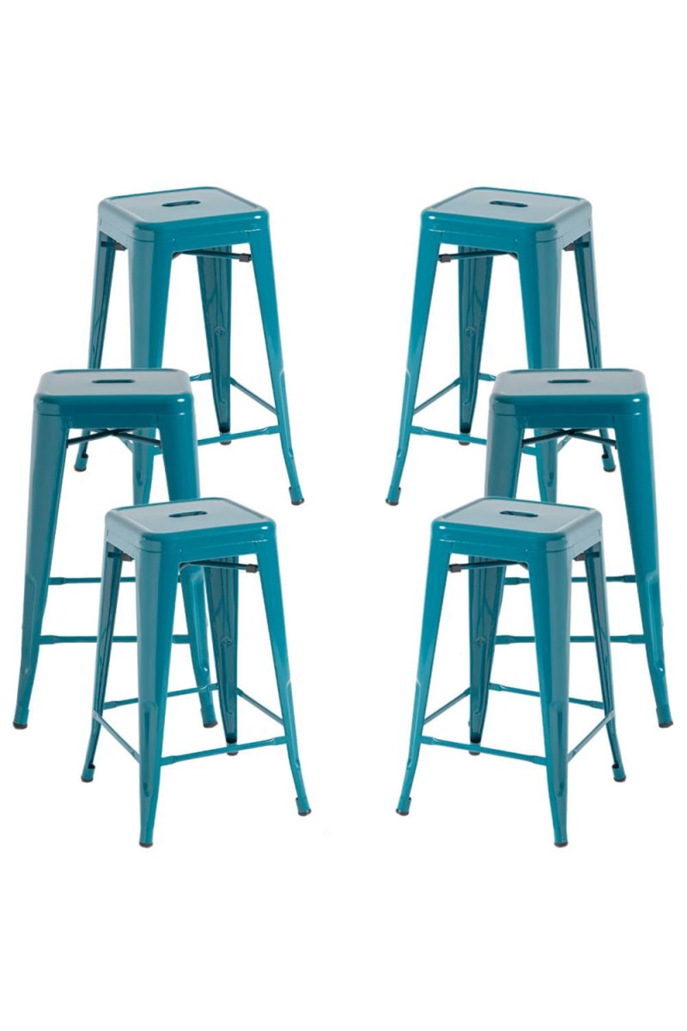 Pack 6 taburetes color verde azulado en acero reforzado - Maisons du Monde