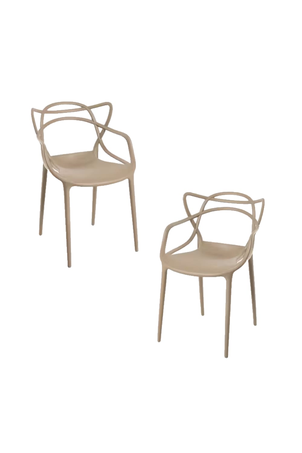 Pack 2 sillas de jardín color beige en polipropileno