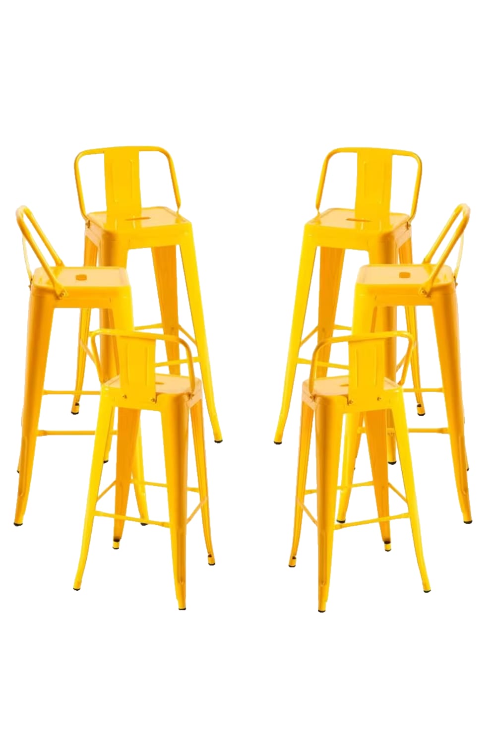 Pack 6 taburetes color amarillo en acero reforzado