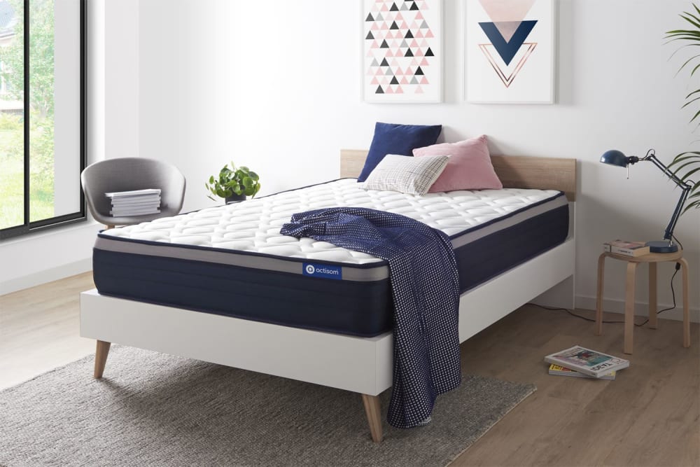 Colchón blanco con látex y espuma viscoelástica 135 x 190 - Maisons du Monde