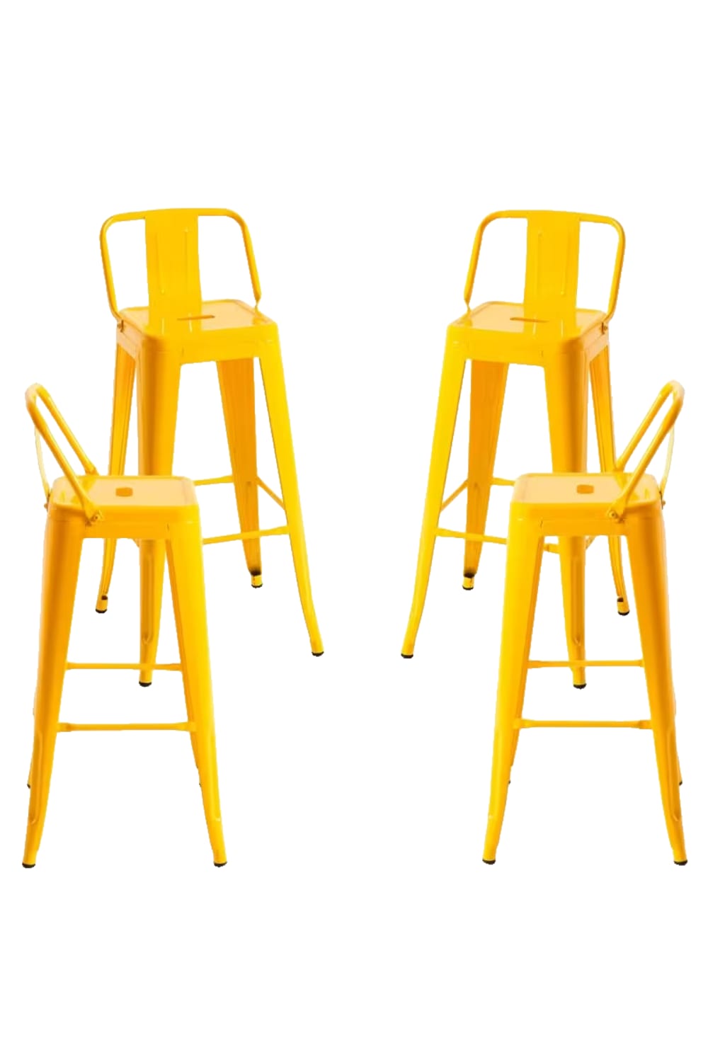 Pack 4 taburetes color amarillo en acero reforzado