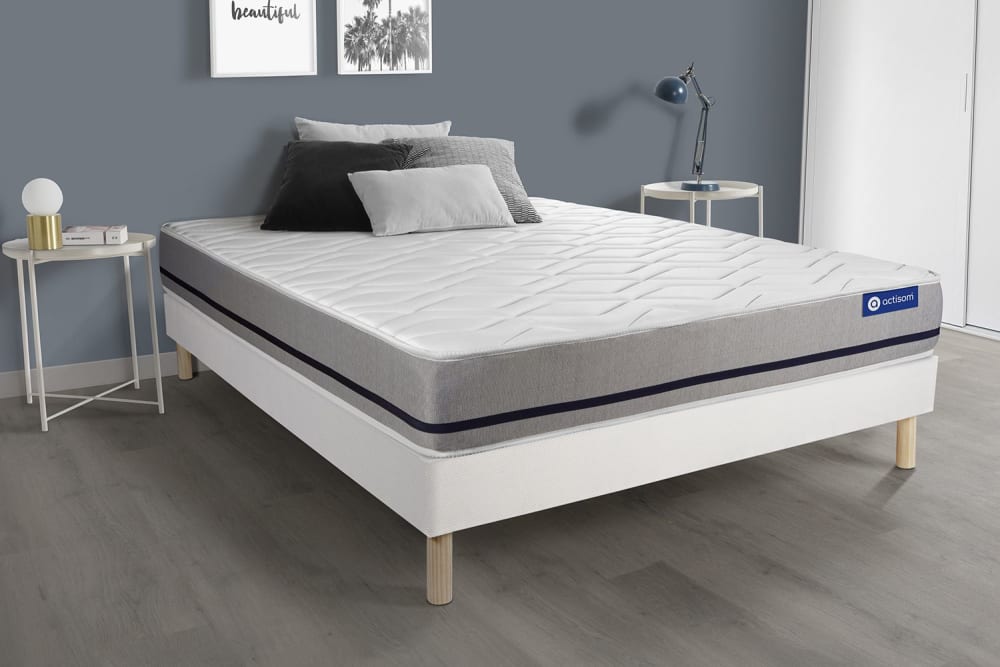 Somier blanco + colchón con muelles ensacados 180 x 190 - Maisons du Monde