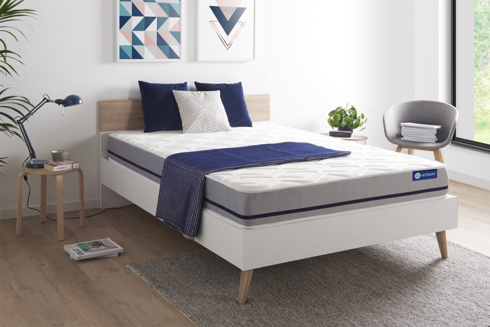 Colchón blanco con látex y espuma viscoelástica 130 x 190 - Maisons du Monde