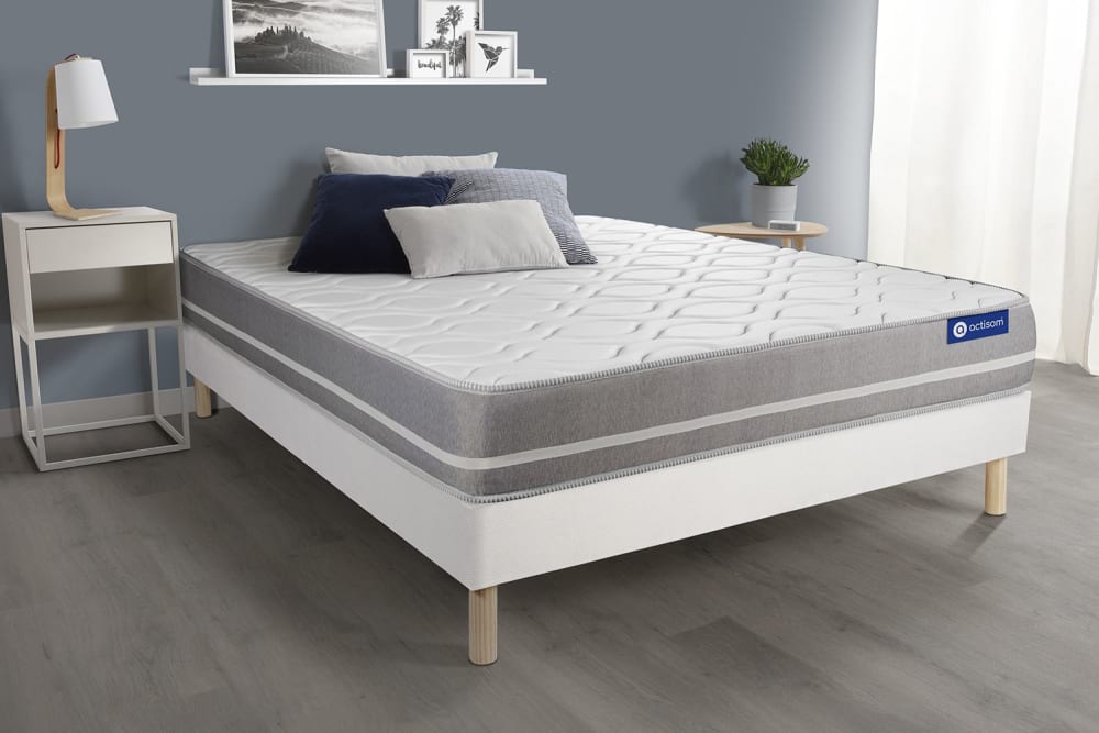 Somier blanco + colchón con muelles ensacados 180 x 190 - Maisons du Monde