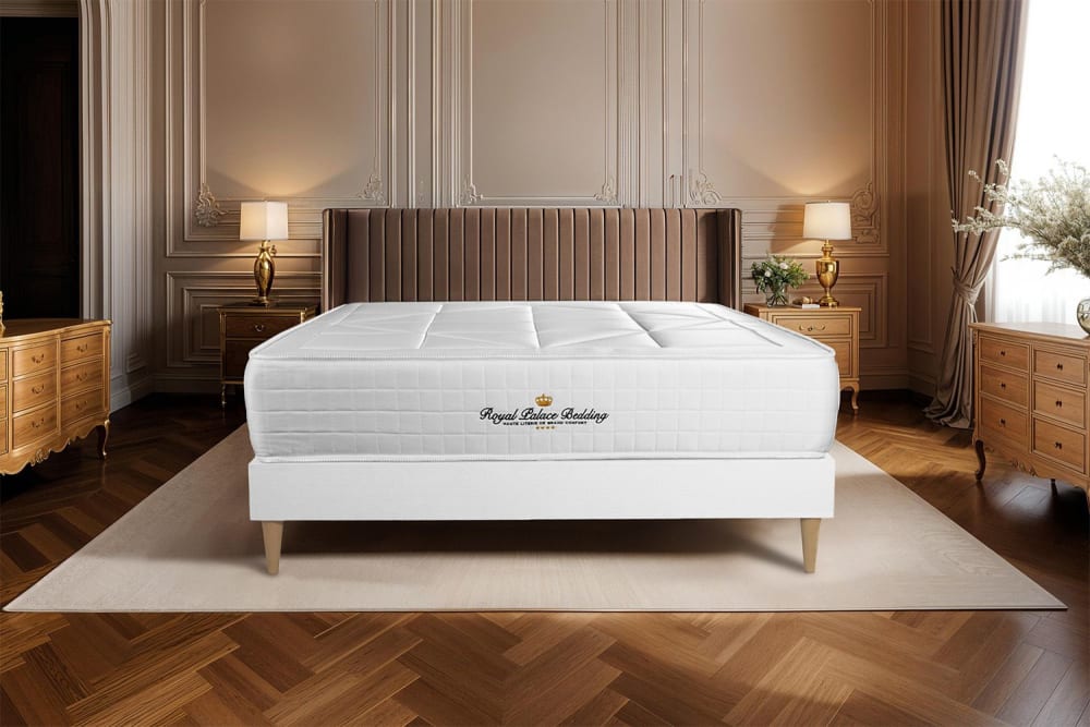 Somier blanco + colchón con muelles y viscoelástica 130 x 190 - Maisons du Monde