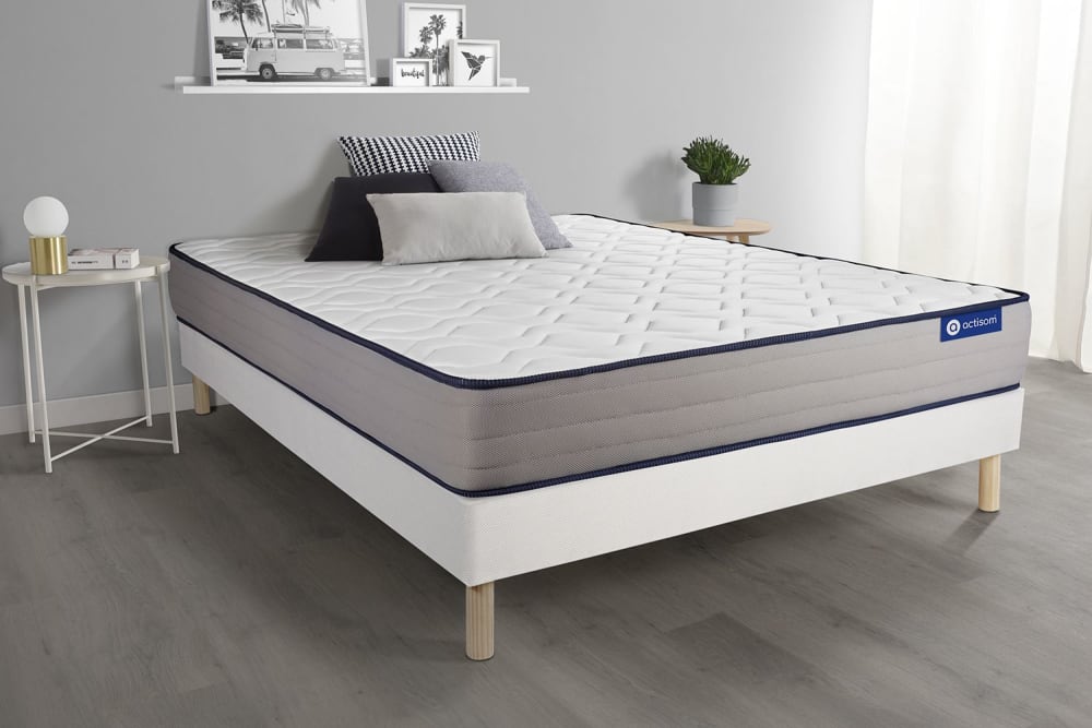 Somier blanco + colchón con espuma viscoelástica 130 x 190 - Maisons du Monde