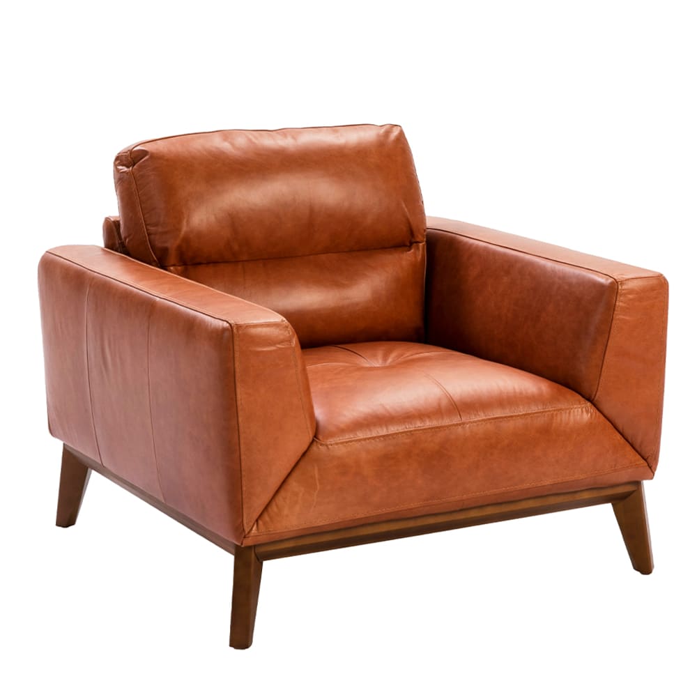 Fauteuil en cuir brun