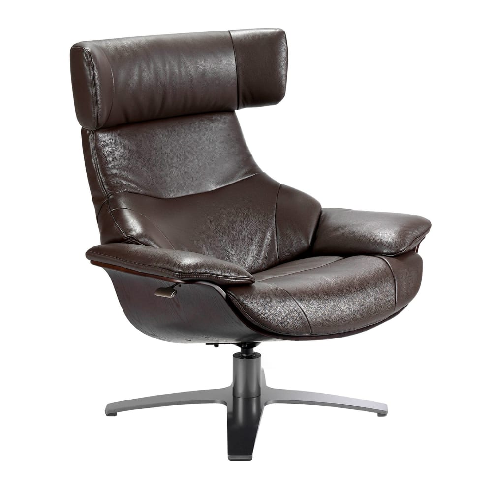 Fauteuil inclinable pivotant en cuir marron chocolat Fauteuil inclinable pivotant en cuir marron chocolat