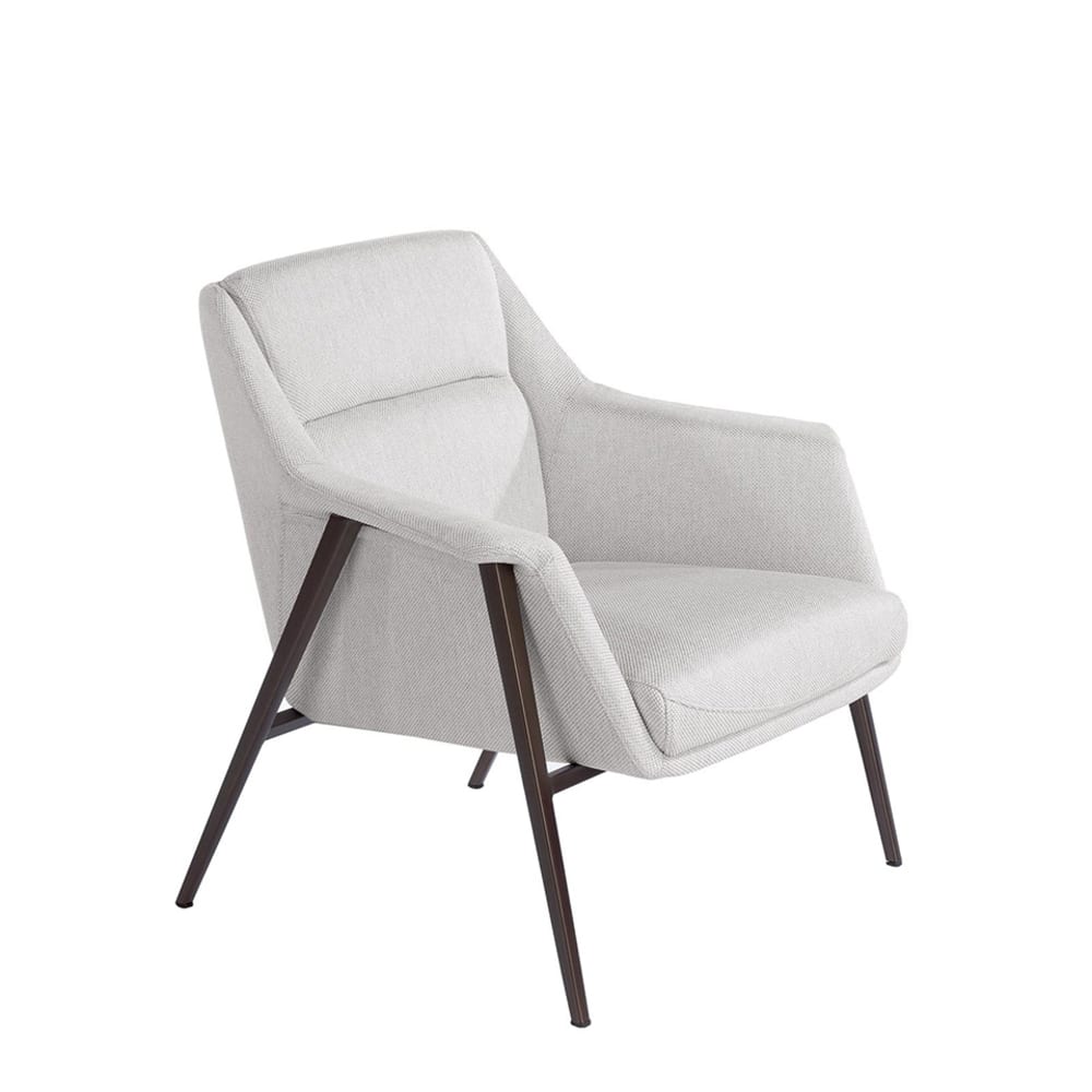 Fauteuil tissu blanc - pieds acier