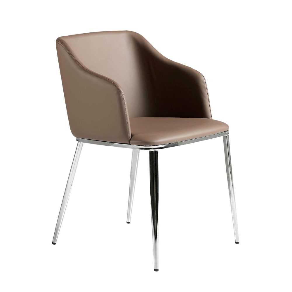 Chaise en similicuir marron