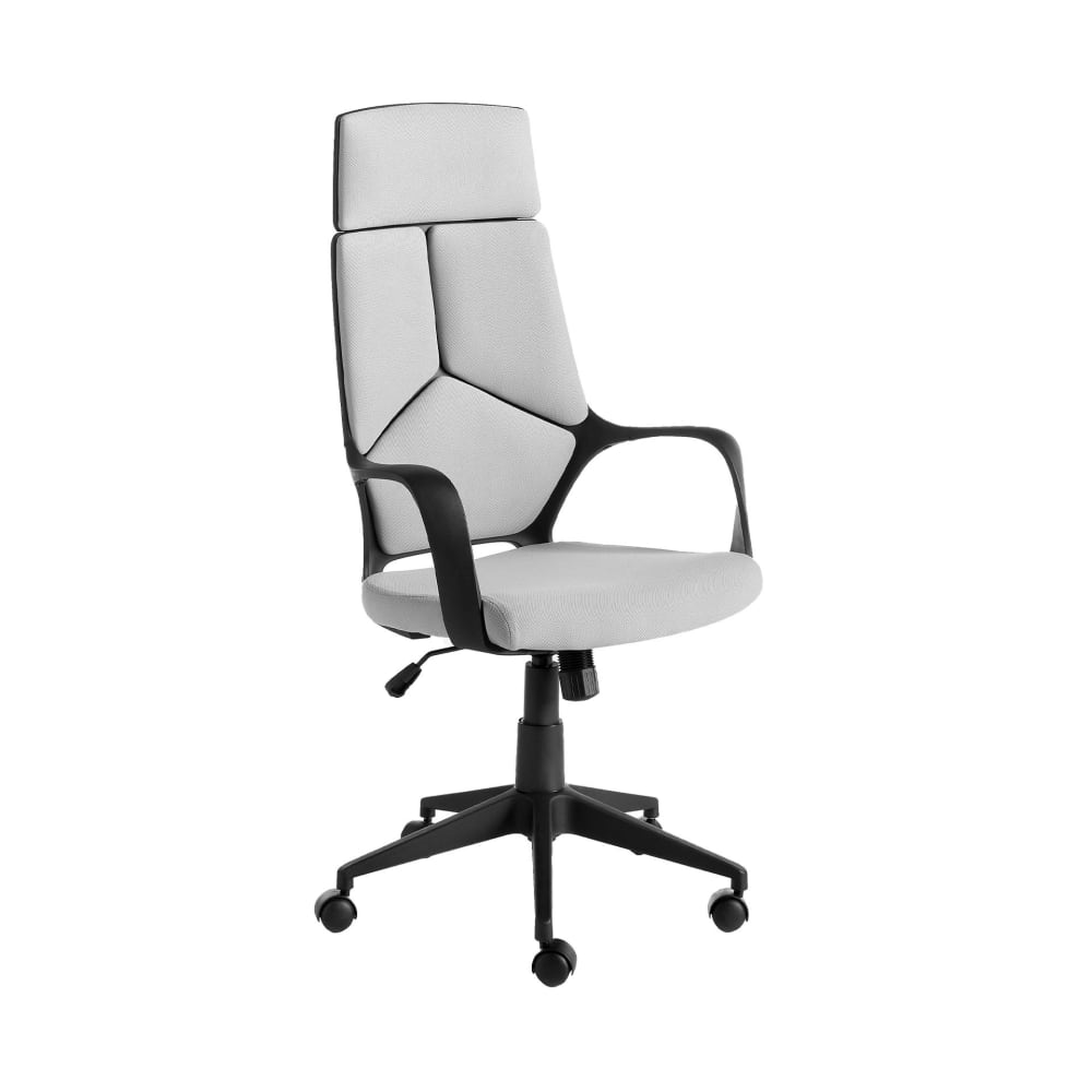 Fauteuil de bureau pivotante en tissu gris clair et pvc noir