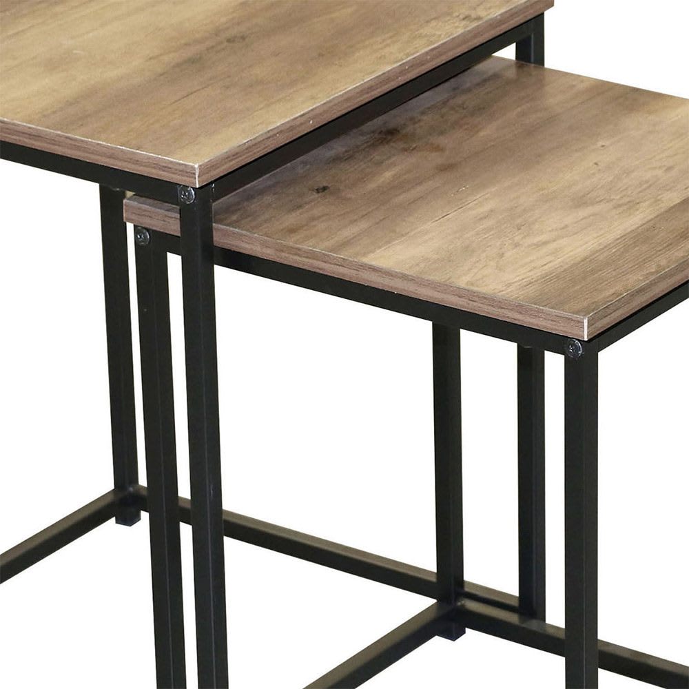 Tables basses gigognes en bois et métal noir - Maisons du Monde
