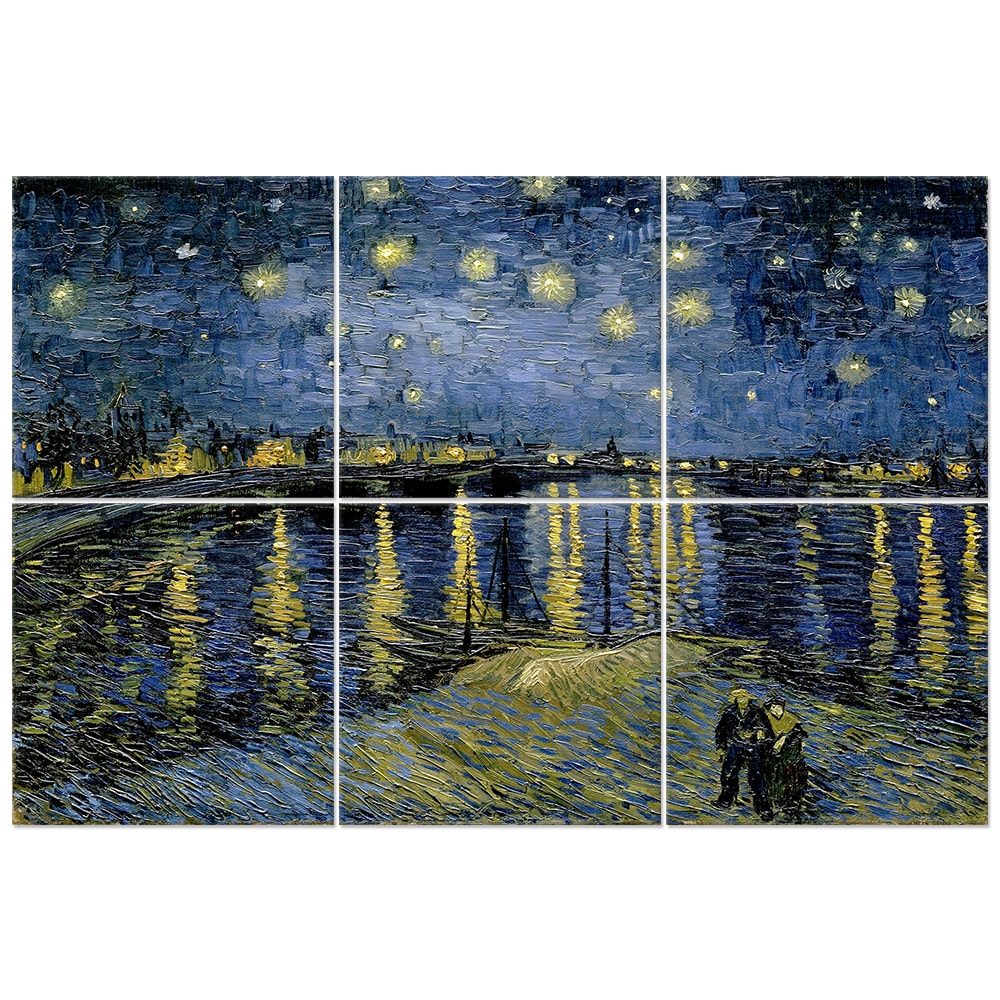 Quadro XXL Notte Stellata Sul Rodano - Van Gogh cm. 100x150 (6 x) - Multicolore - LEGNO