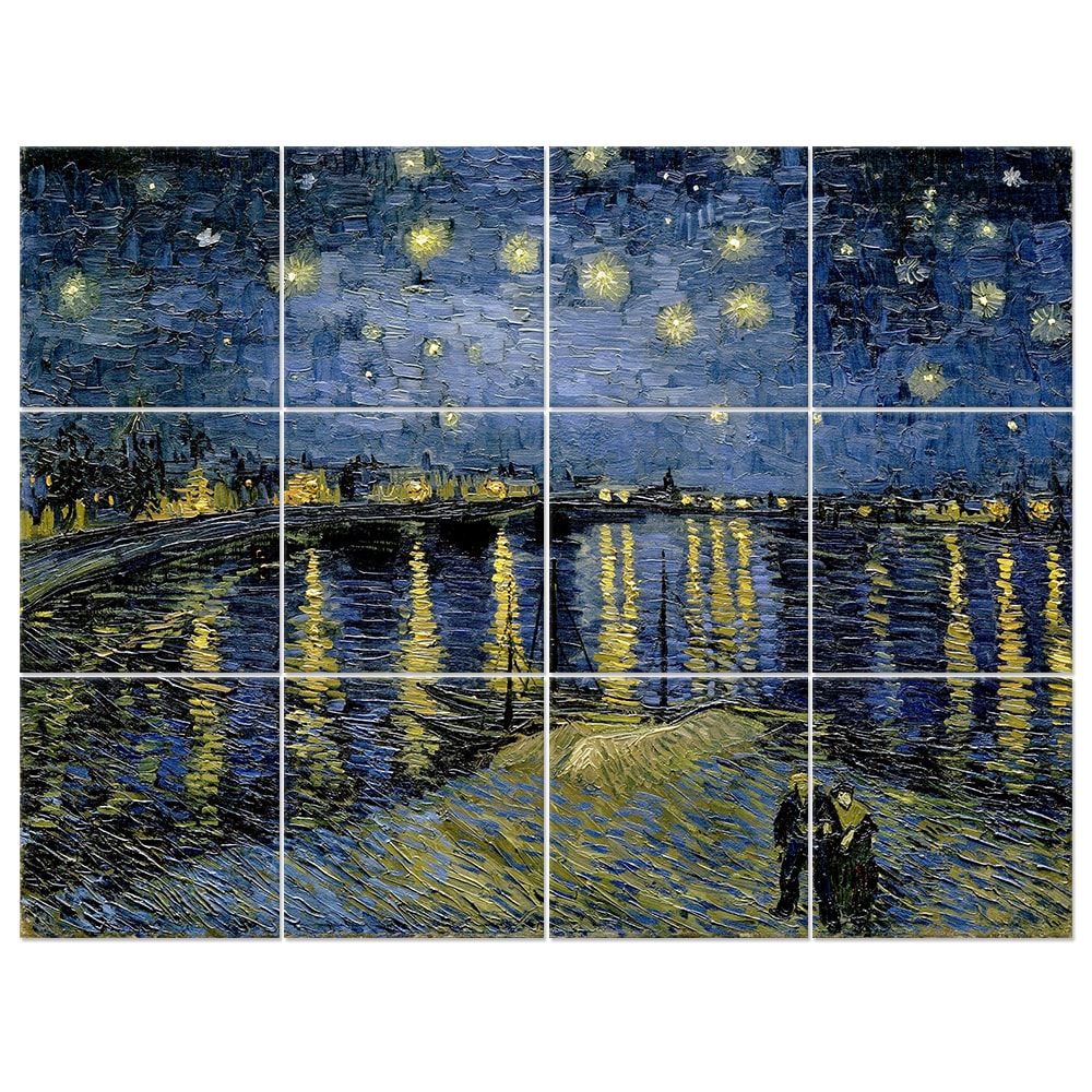 Quadro XXL Notte Stellata Sul Rodano - Van Gogh cm. 150x200 (12 x) - Multicolore - LEGNO