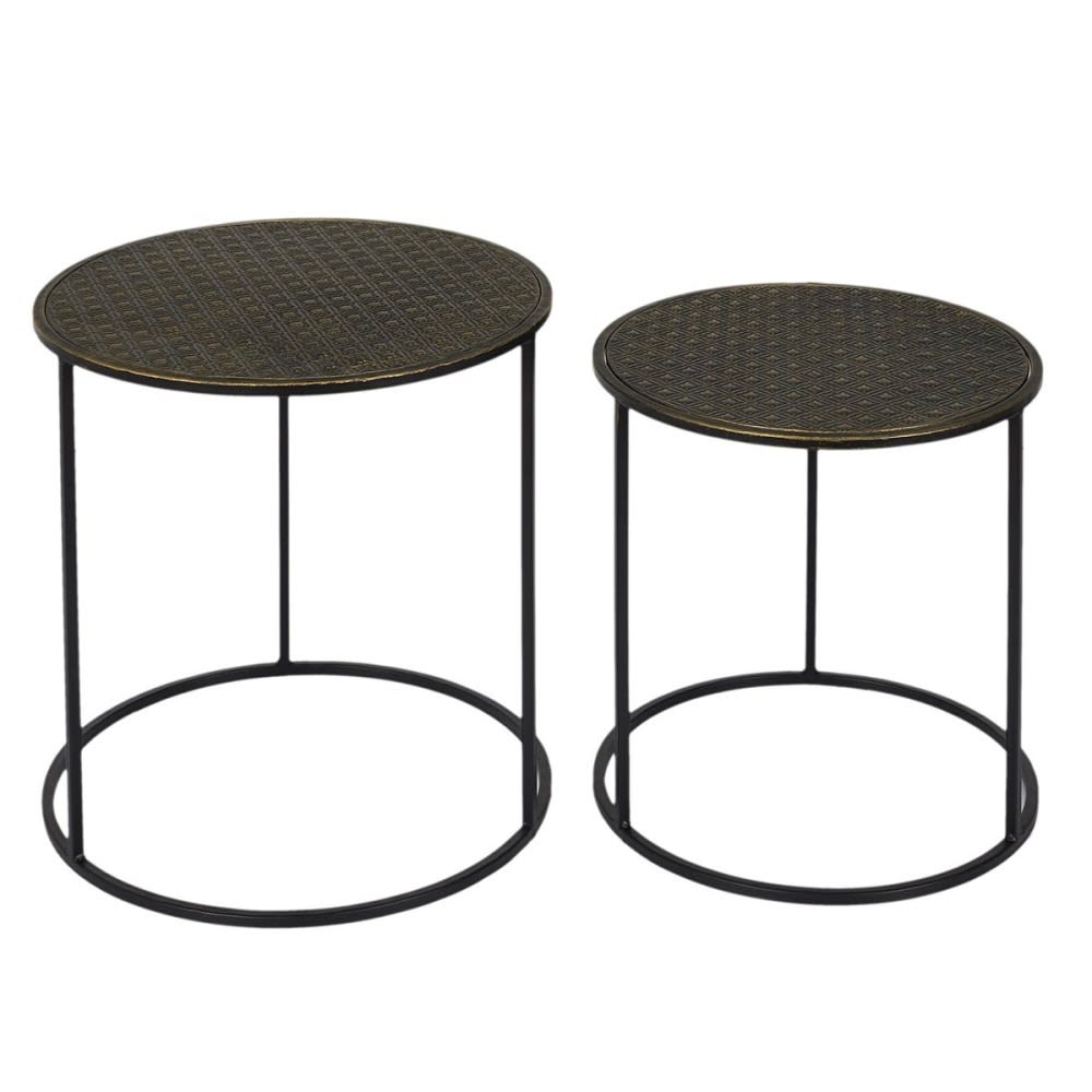 The Home Deco Factory Tables d'appoint gigognes métal - Lot de 2 Noir Métal - 40x40x40cm