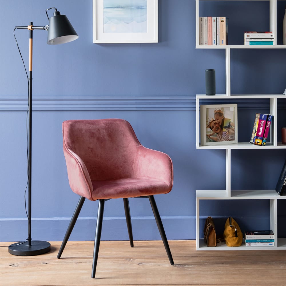 Stuhl im Vintage-Stil aus rosa Samt - Maisons Du Monde