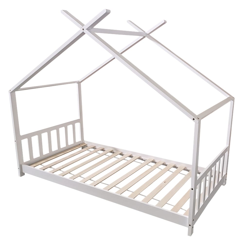 Lit cabane pour enfant 190x90cm blanc (Happy Garden) - Image 1