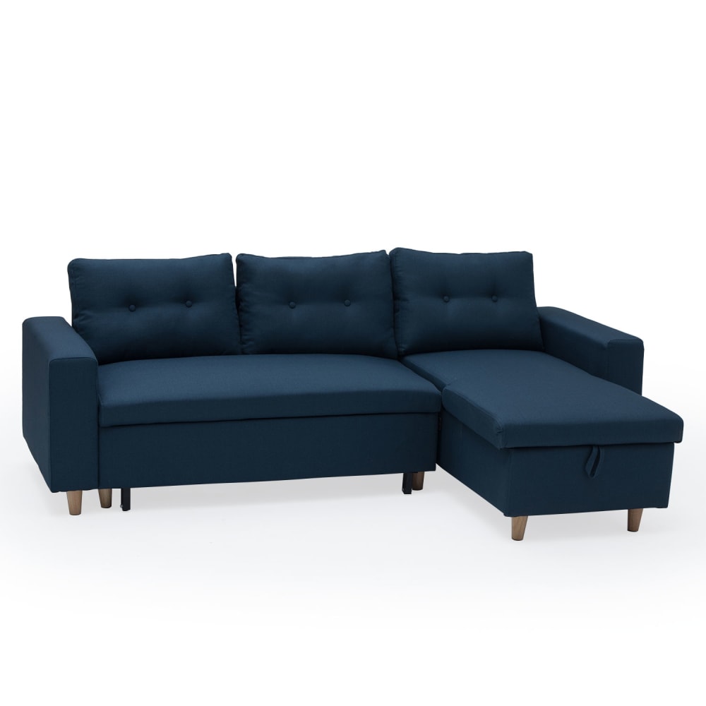 Canapé d'angle convertible - tissu bleu