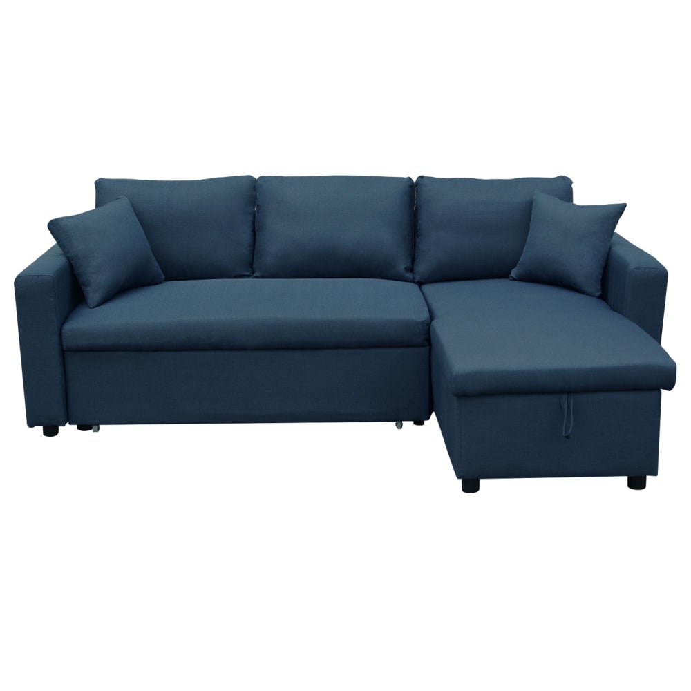 Canapé d'angle convertible 3 places en tissu bleu Canapé d'angle convertible 3 places en tissu bleu