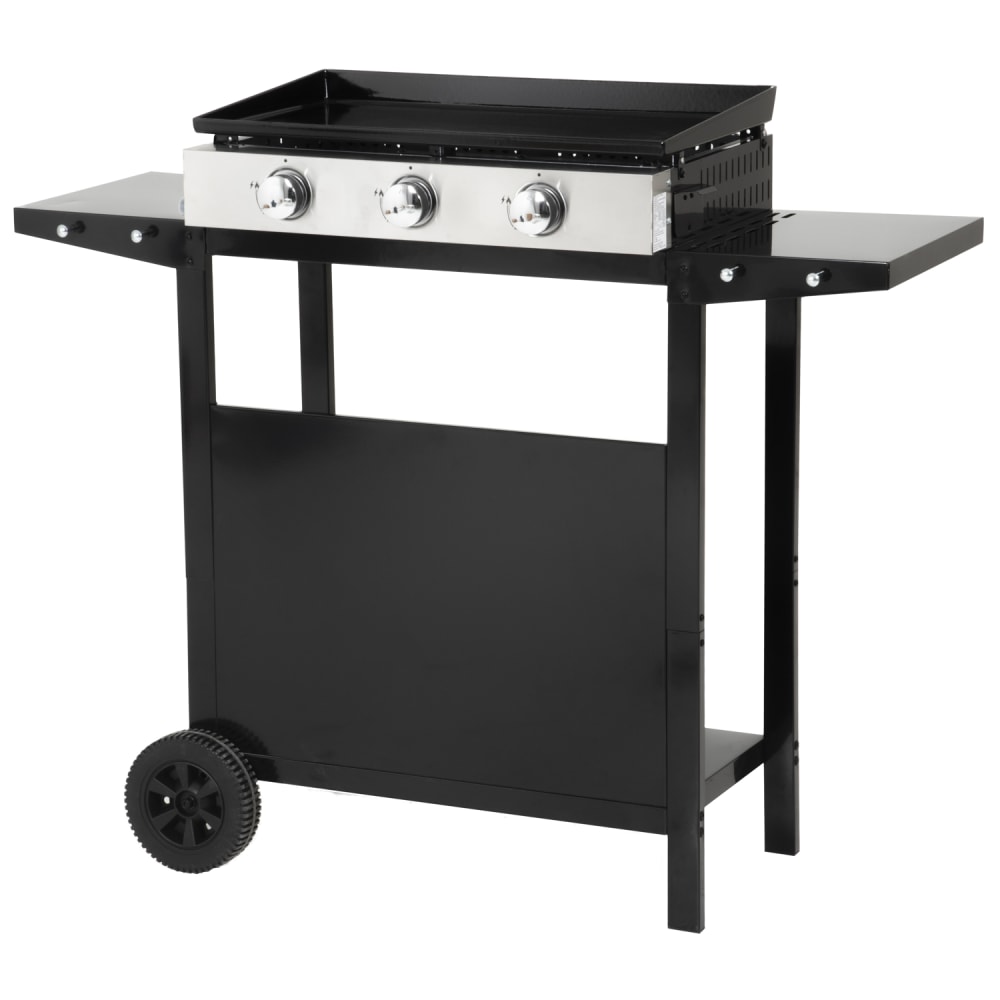Plancha de gas de 3 quemadores con placa de acero negro con carrito - Maisons du Monde