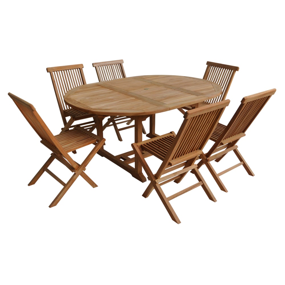 Salon de jardin table ronde extensible 6 places en teck