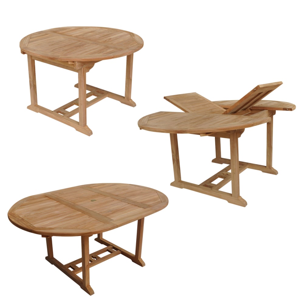 Salon de jardin table ronde extensible 6 places en teck