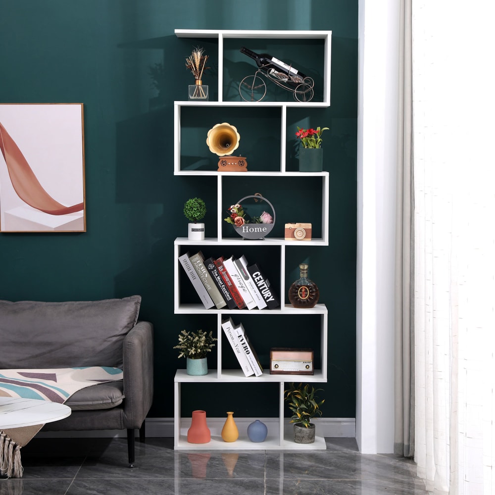 Bibliothèque 6 étagères blanche