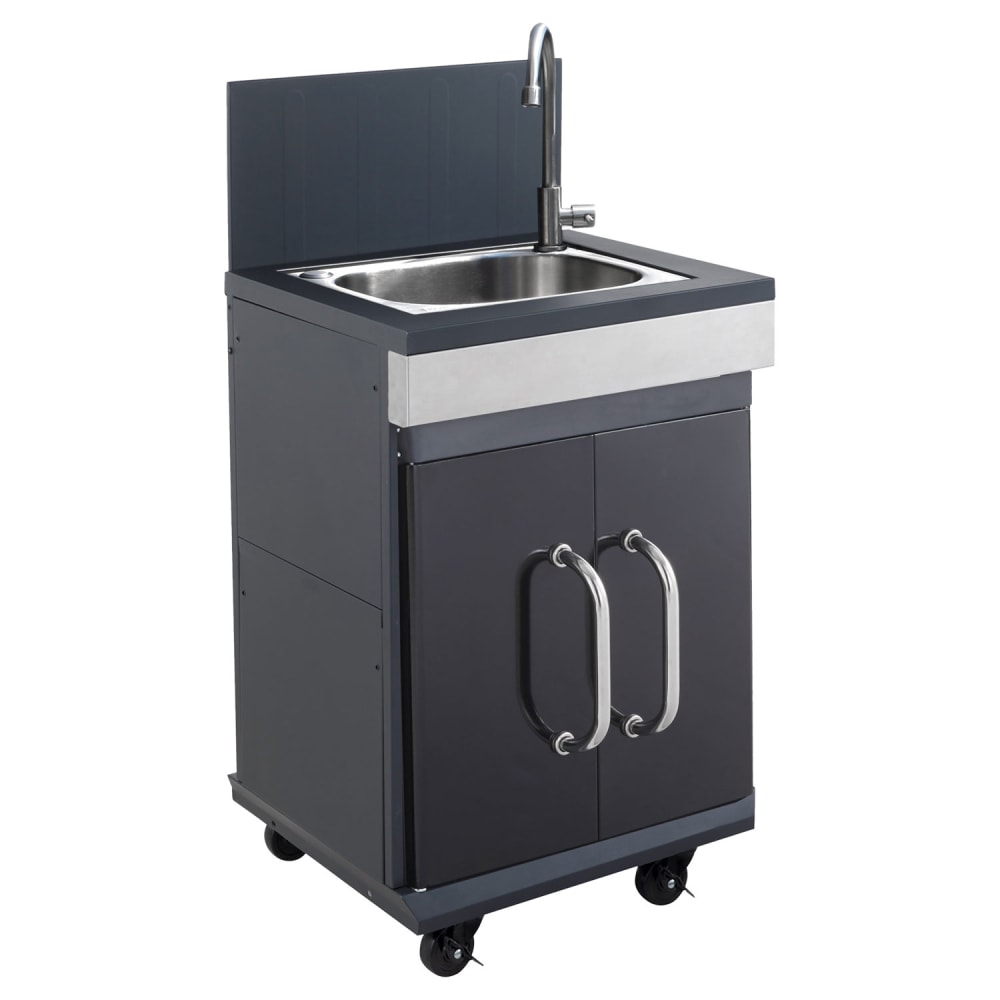 Credenza con piano di lavoro in acciaio nero e grigio - Modello Contemporaneo - Nero - Acciaio inossidabile