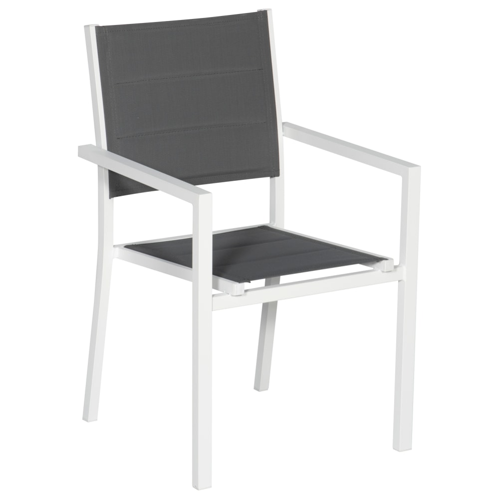 Set di 4 sedie imbottite grigie in alluminio bianco - Happy